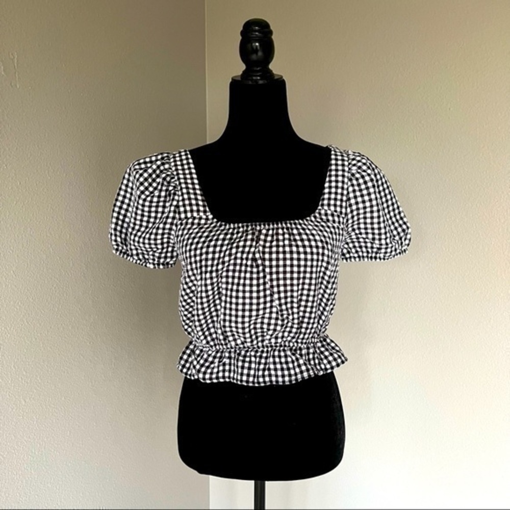 Stitch & Pine black and white gingham cropped top